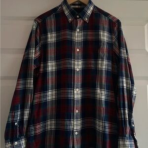 Men's Plaid Shirt - Red, Blue, and White